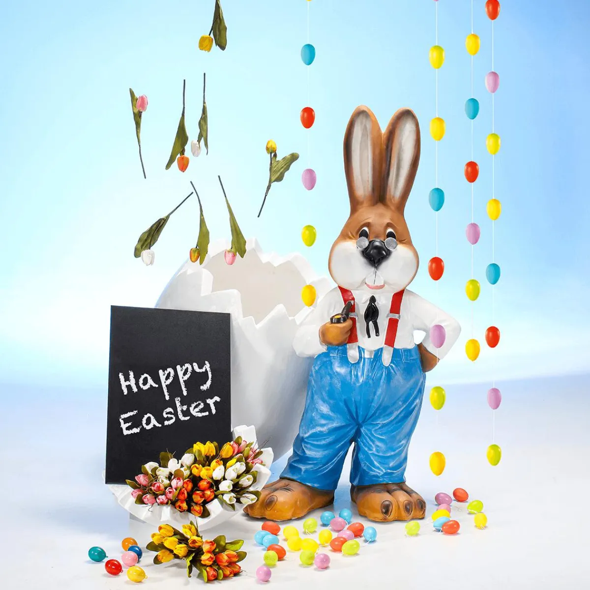 Decoración De Pascua>DecoWoerner Huevo XXL Decorativo, 3 Pz., Longitud 110 Cm blanco