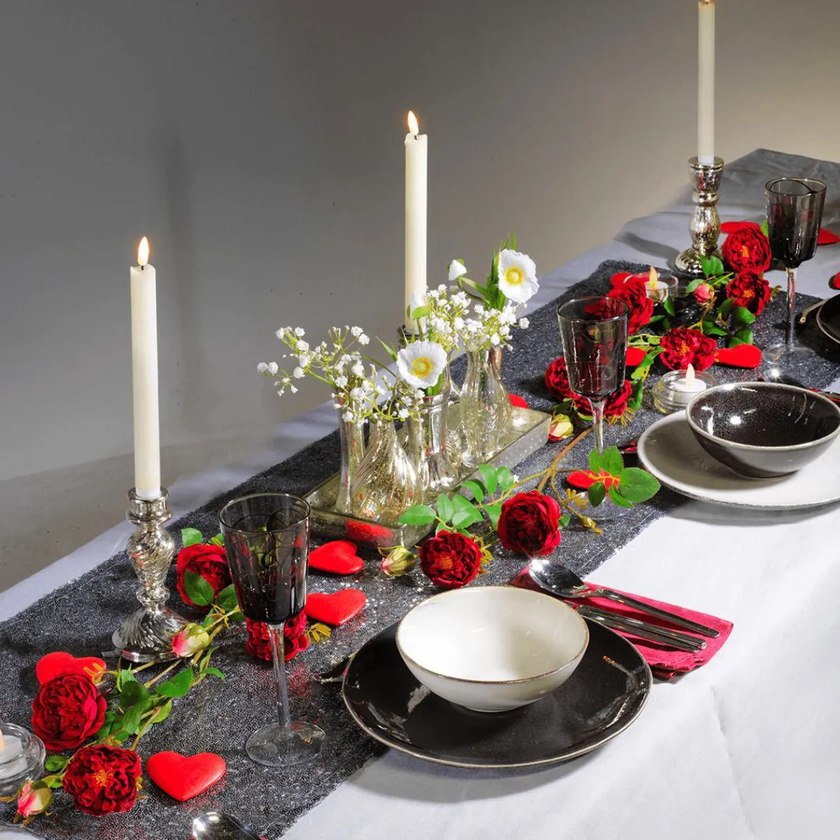 Macetas Y Artículos De Decoración>DecoWoerner Jarrones Plateados De Mesa Con Bandeja, 8 Piezas plata