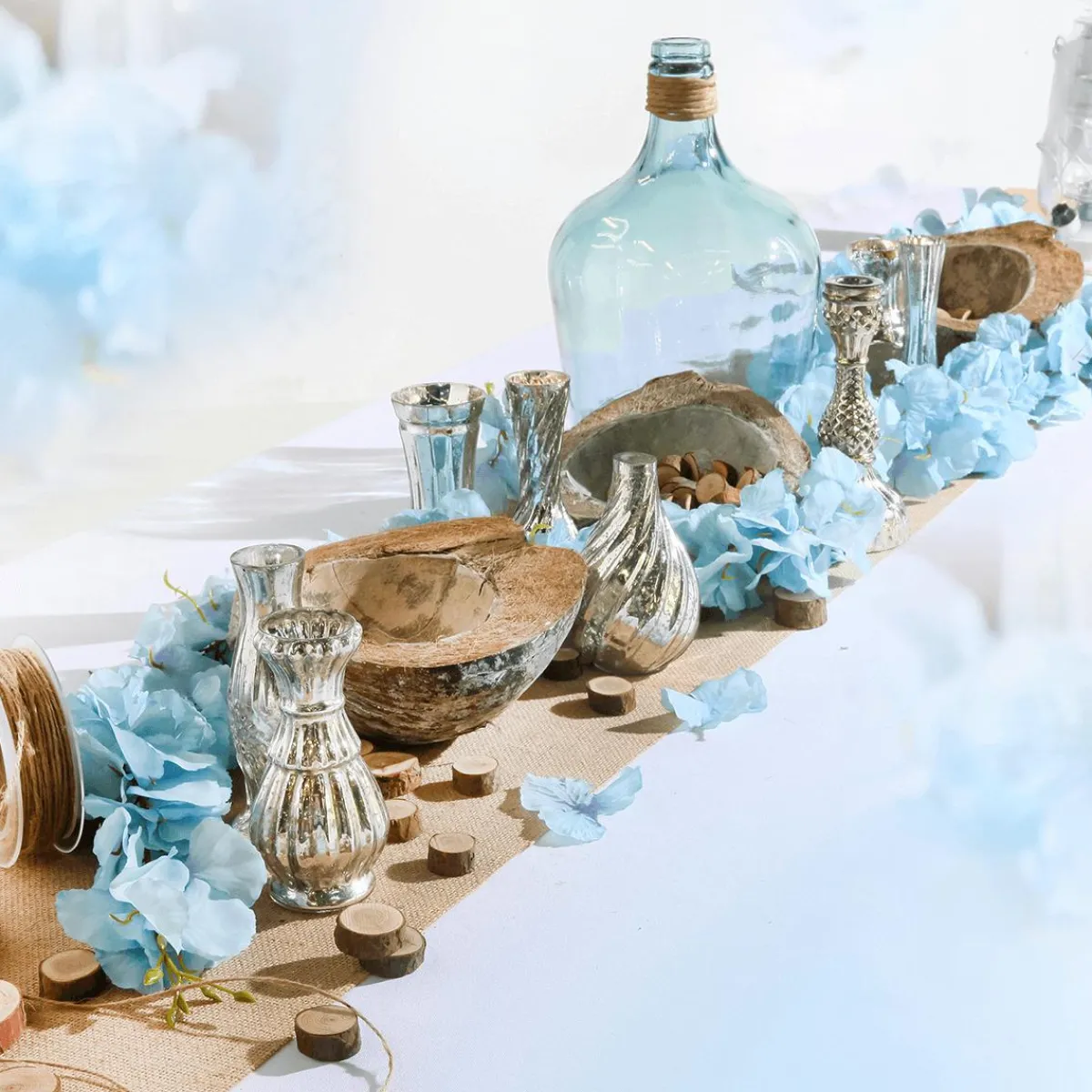 Macetas Y Artículos De Decoración>DecoWoerner Jarrones Plateados De Mesa Con Bandeja, 8 Piezas plata