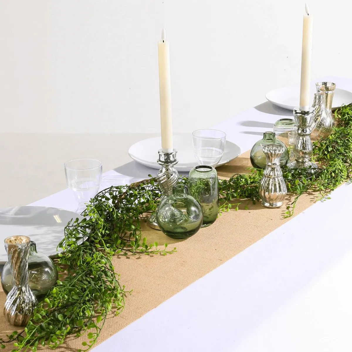 Macetas Y Artículos De Decoración>DecoWoerner Jarrones Plateados De Mesa Con Bandeja, 8 Piezas plata
