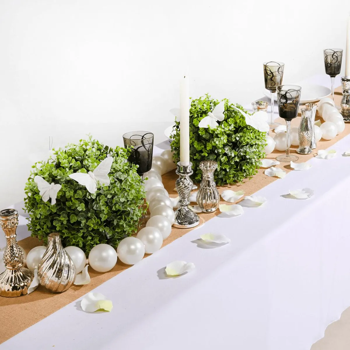 Macetas Y Artículos De Decoración>DecoWoerner Jarrones Plateados De Mesa Con Bandeja, 8 Piezas plata