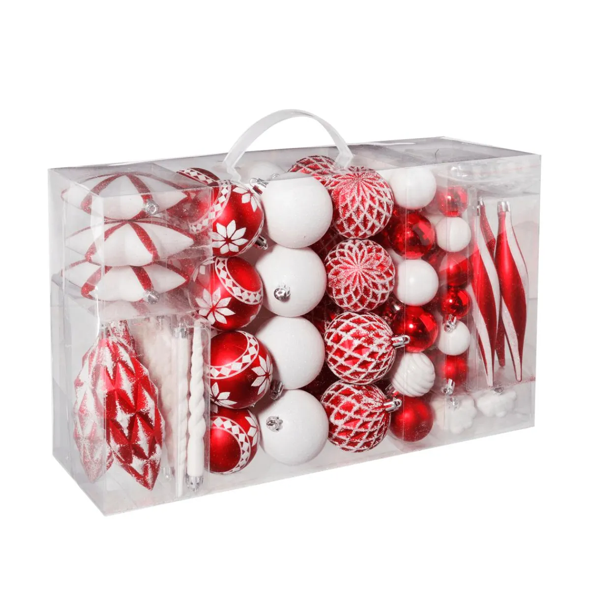 Bolas De Navidad>DecoWoerner Juego De Bolas De Navidad XXL Blanco 3 - 14 Cm De Largo Y 3 - 6 Cm De Diámetro Con Percha Metálica rojo