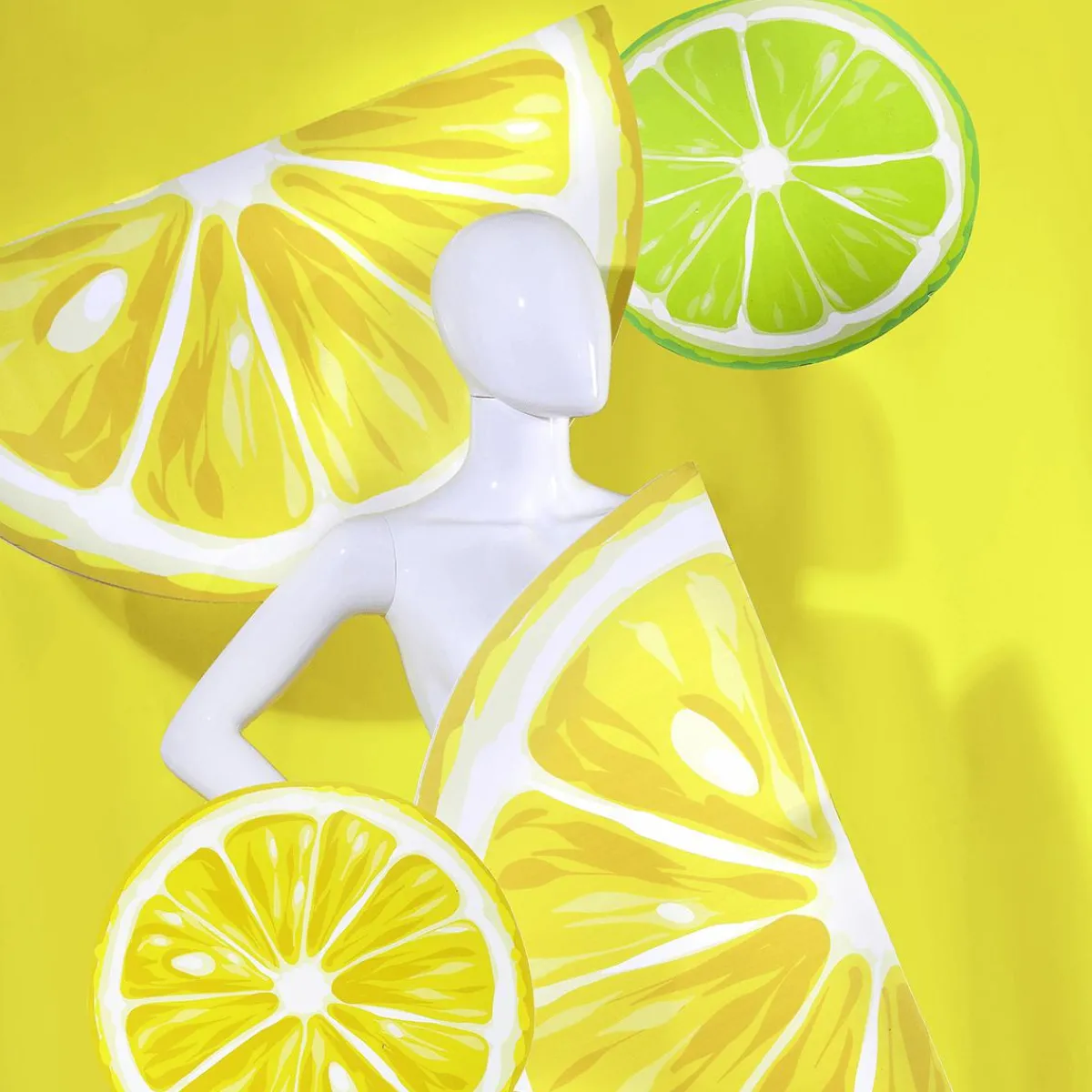 Decoración De Verano>DecoWoerner Juego De Exhibición Limette & Zitrone 35/40 Cm amarillo