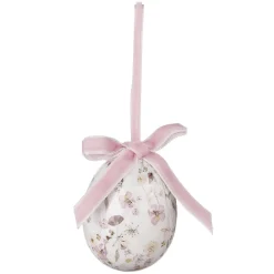 Decoración De Pascua>DecoWoerner Juego De Huevos De Pascua De Espuma Para Colgar, Con Dibujo De Flores Y Lazo 8pcs. blanco