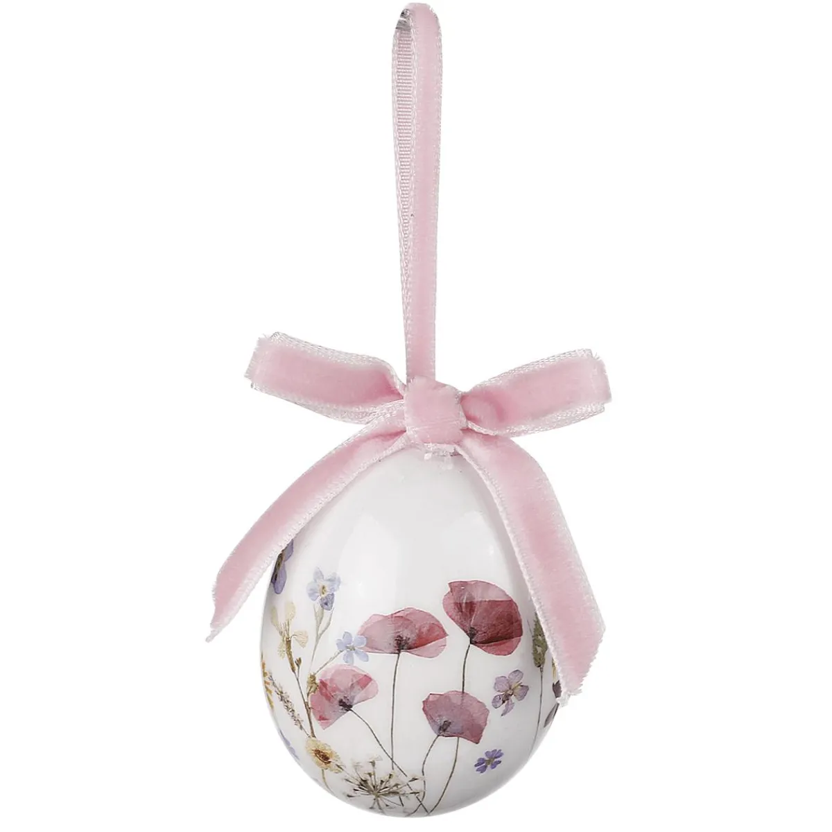 Decoración De Pascua>DecoWoerner Juego De Huevos De Pascua De Espuma Para Colgar, Con Dibujo De Flores Y Lazo 8pcs. blanco