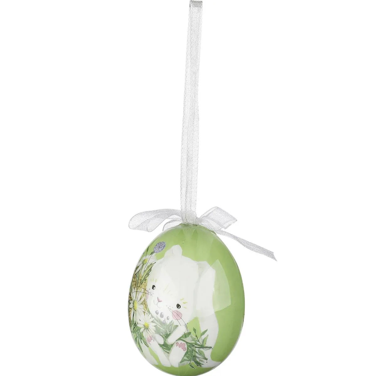 Decoración De Pascua>DecoWoerner Juego De Huevos De Pascua De Espuma Para Colgar, Amarillo Con Dibujo De Conejo Y Lazo 8pcs. multicolor