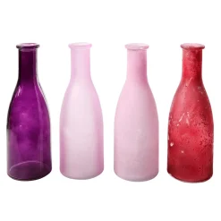 Decoración De Verano|Macetas Y Artículos De Decoración>DecoWoerner Juego De Jarrones De Vidrio De 18 Cm De Alto, 4 Piezas, rosa