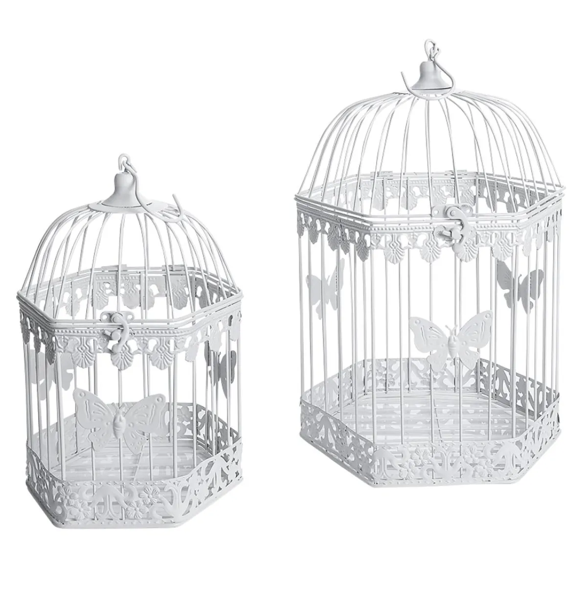 Decoración De Primavera>DecoWoerner Juego De Jaulas Decorativas Para Pájaros 2 Unidades 48x26x23 Cm / 41x21x18 Cm blanco