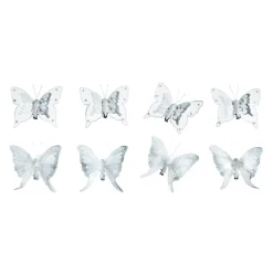 Decoración De Animales|Decoración Temática>DecoWoerner Juego De Mariposas De Plumas De 8 Piezas Blancas Con Clip 8 Cm Ø blanco
