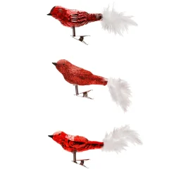 Decoración De Animales|Figuras De Navidad>DecoWoerner Juego De Pájaros Artificiales 3 Pcs rojo