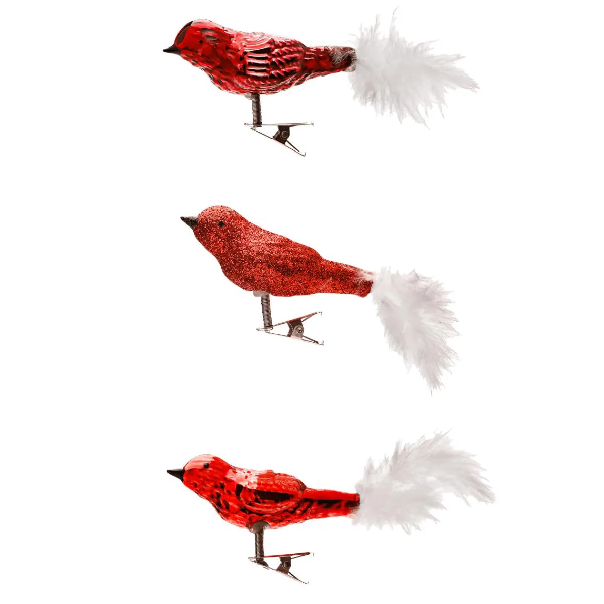 Decoración De Animales|Figuras De Navidad>DecoWoerner Juego De Pájaros Artificiales 3 Pcs rojo