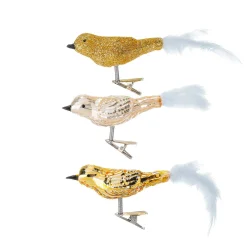 Decoración De Animales|Figuras De Navidad>DecoWoerner Juego De Pájaros Artificiales 3 Pcs oro