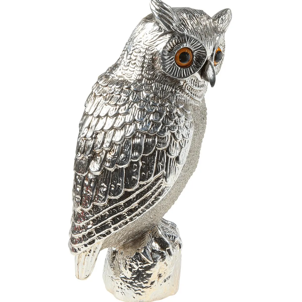 Decoración De Otoño>DecoWoerner Lechuza Decorativa 43 Cm Champán plata