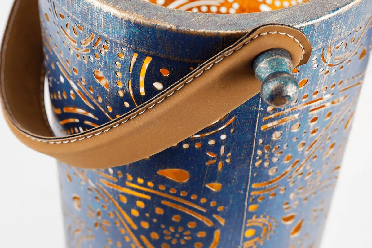 Luz Decorativa|Decoración Temática>DecoWoerner Linternas Redondas De Metal 3 Piezas Oro azul