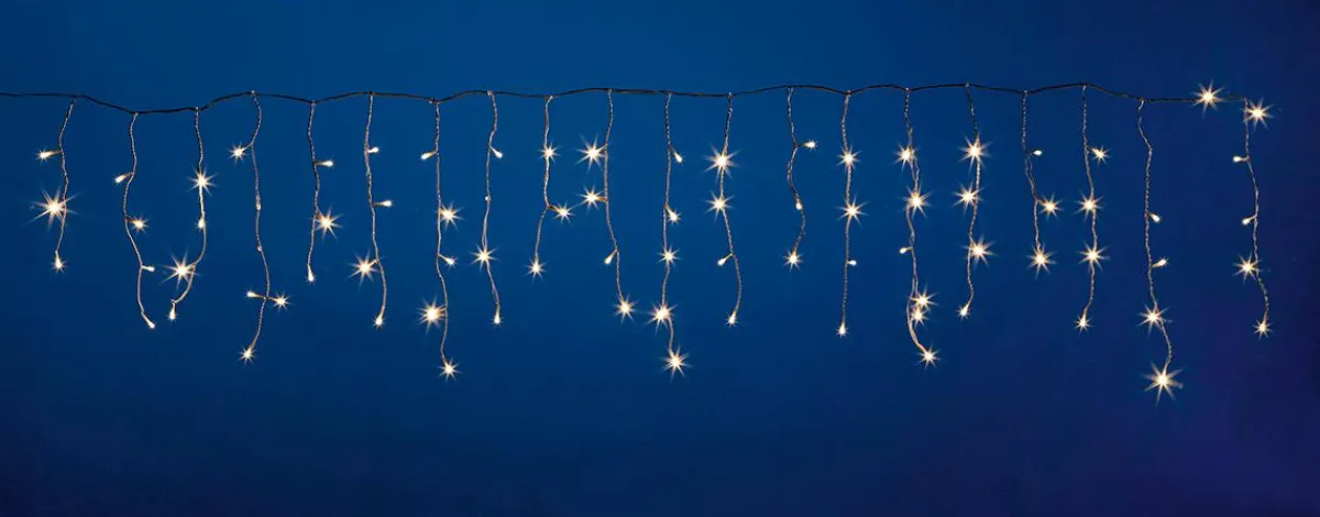 Luces De Navidad>DecoWoerner Luz Icicle Light LED 24 V Para Exteriores, 152 LED, 200 X 100 Cm blanco