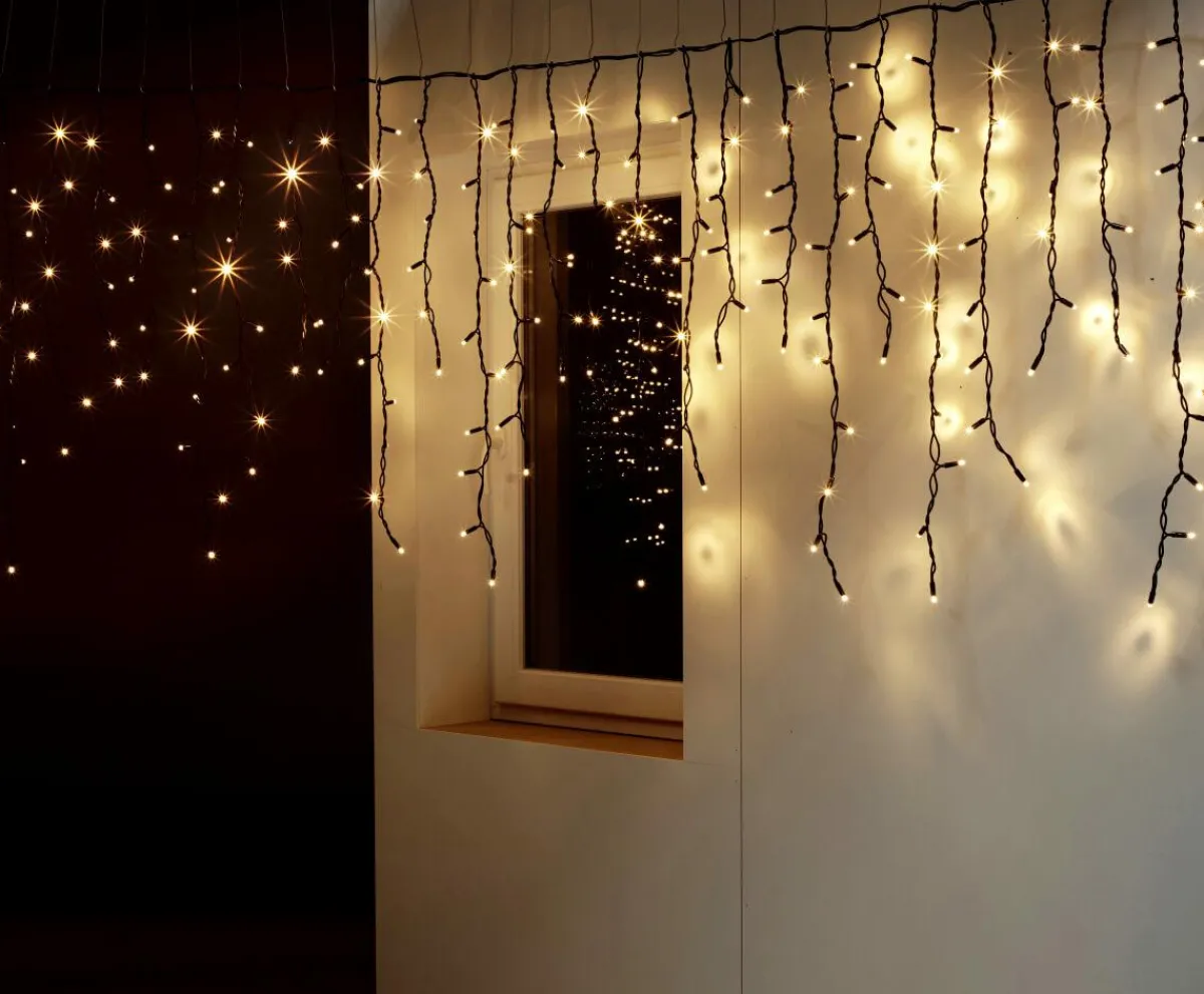 Luces De Navidad>DecoWoerner Luz Icicle Light LED Para Uso Profesional Sistema IP67, 228 LED, 300 X 100 Cm, Sin Cable blanco