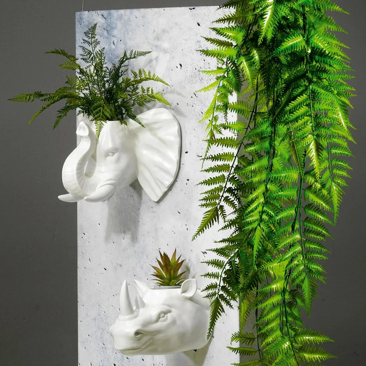 Decoración De Verano|Macetas Y Artículos De Decoración>DecoWoerner Maceta De Rinoceronte 20 X 24 Cm blanco