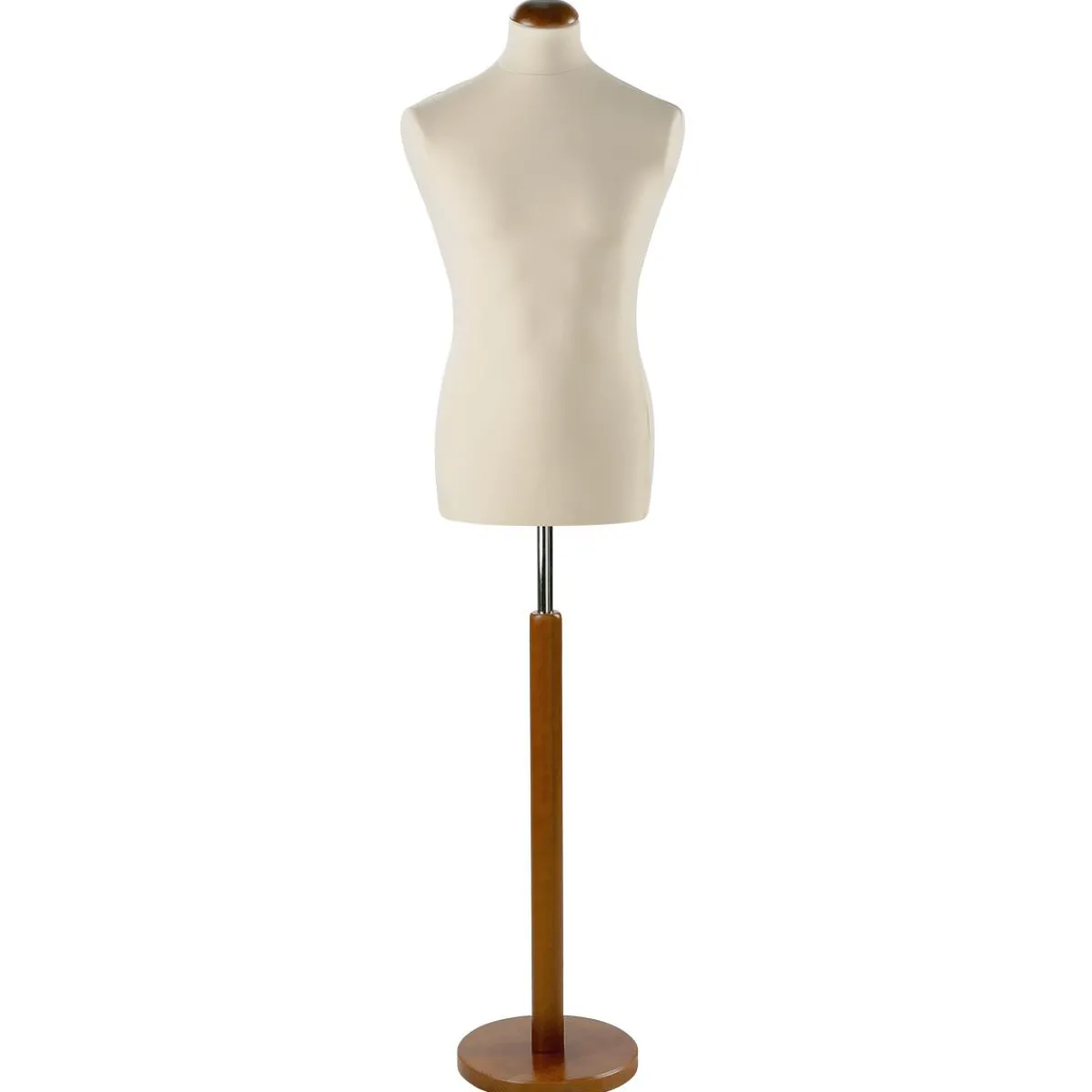 Bustos De Costura>DecoWoerner Maniquí De Costura De Hombre, Busto De 78 Cm, Color Crudo/nuez marrón