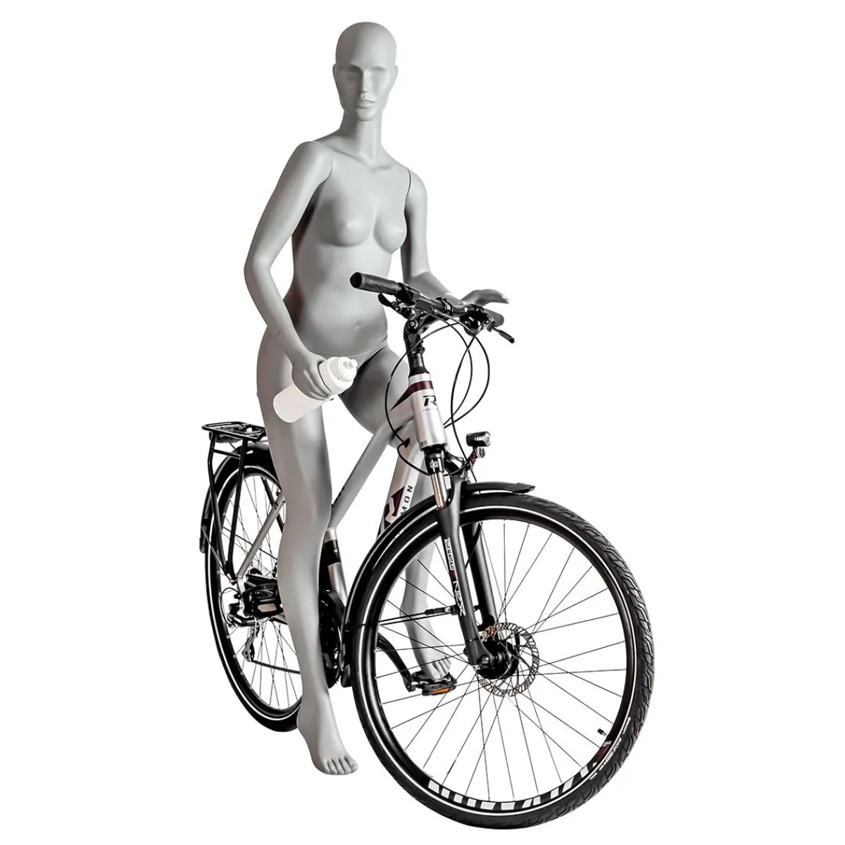 Maniquíes>DecoWoerner Maniquí Deportivo Mujer Ciclista, Caminante - Pierna Izquierda Levantada Y Brazos Izquierdos Flexionados Gris