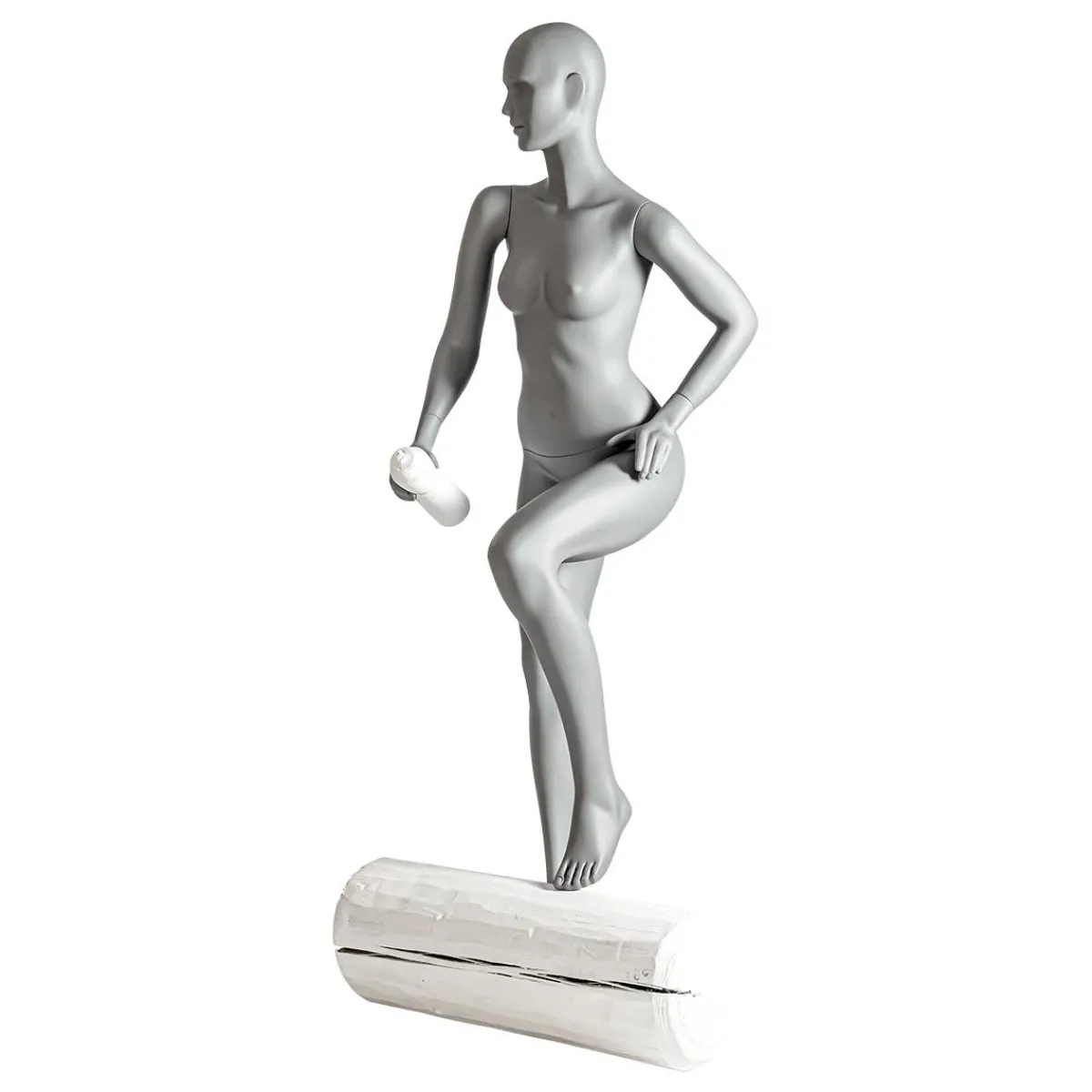 Maniquíes>DecoWoerner Maniquí Deportivo Mujer Ciclista, Caminante - Pierna Izquierda Levantada Y Brazos Izquierdos Flexionados Gris