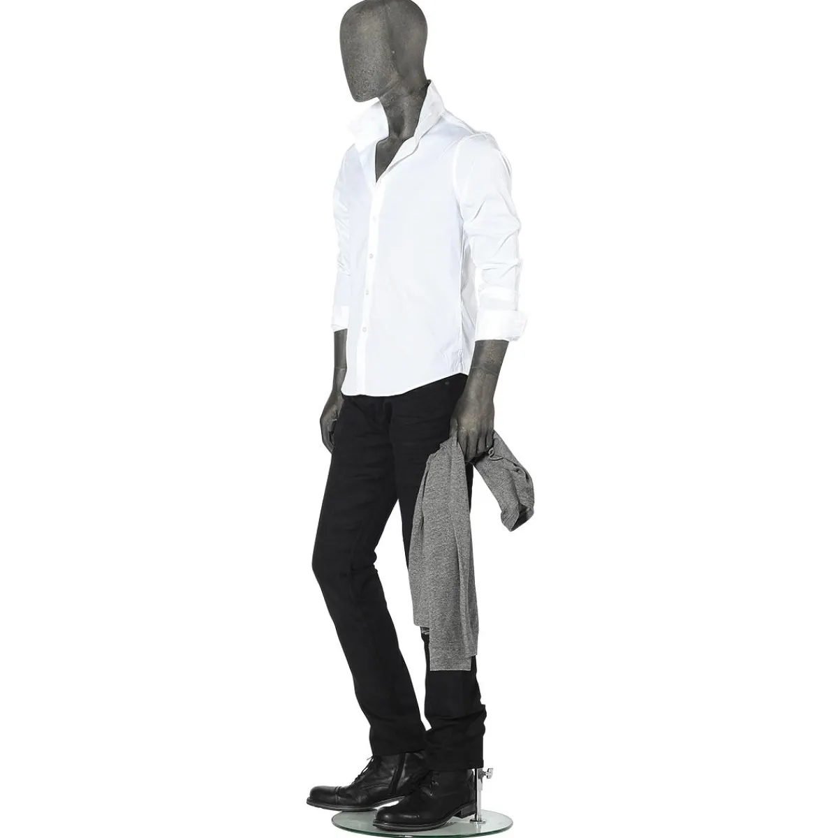 Maniquíes>DecoWoerner Maniquí Premium Hombre, Pierna Derecha Doblada Gris