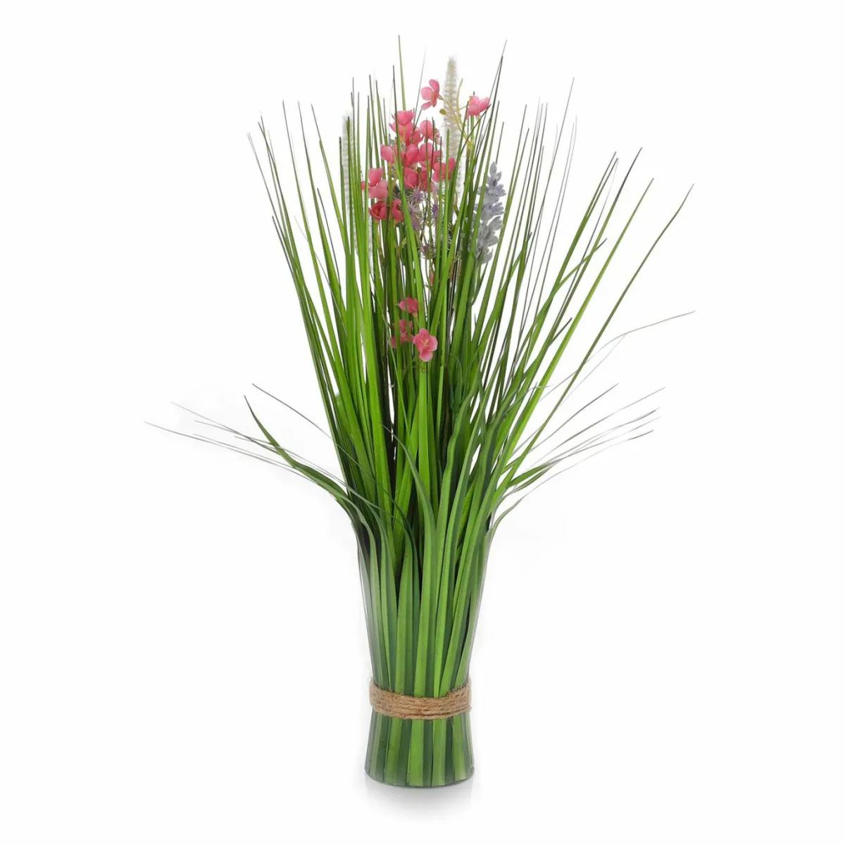Hierba Decorativa>DecoWoerner Manojo De Césped Artificial Con Flores s 48 Cm rosa