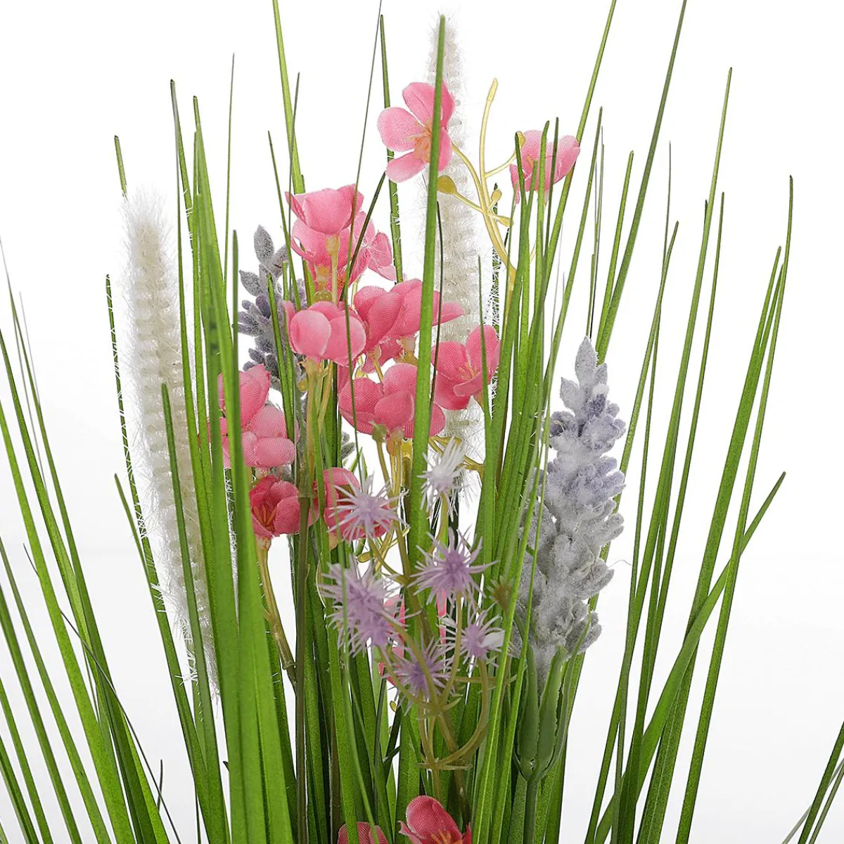 Hierba Decorativa>DecoWoerner Manojo De Césped Artificial Con Flores s 48 Cm rosa
