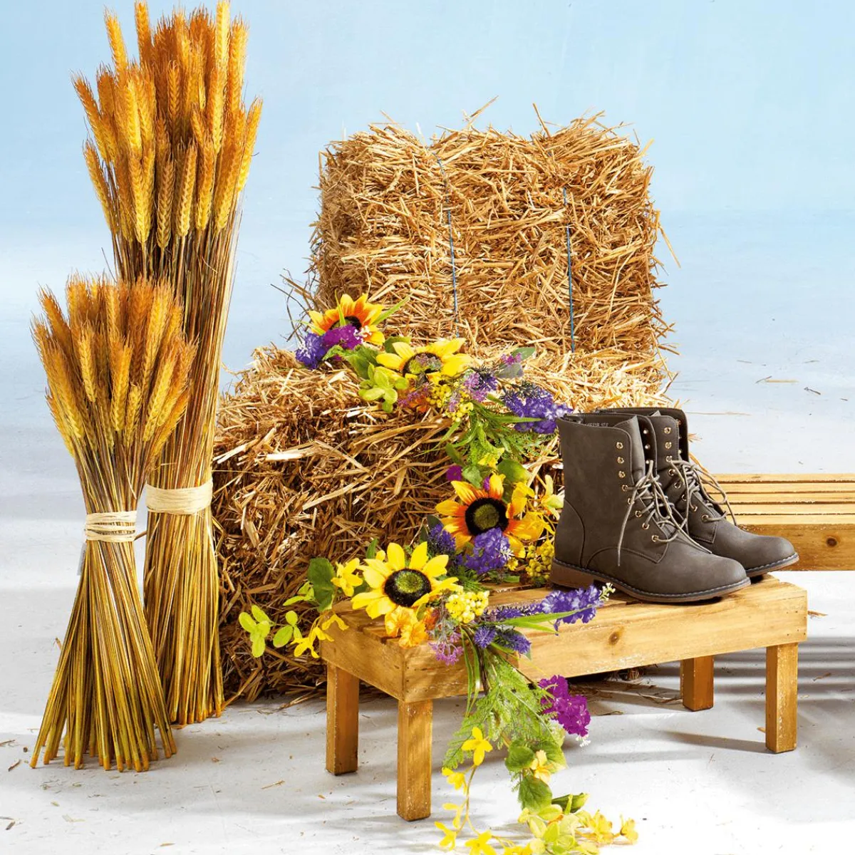 Decoración De Otoño|Hierba Decorativa>DecoWoerner Manojo De Espigas De Trigo Decorativo 90 Cm amarillo