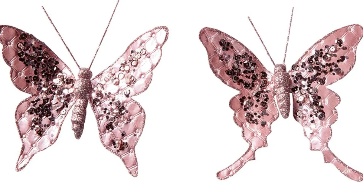 Decoración De Animales|Decoración De Primavera>DecoWoerner Mariposa Con Clip, 16 Cm, 2 Piezas, da rosa