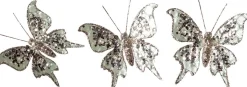 Decoración De Animales|Decoración De Primavera>DecoWoerner Mariposa Con Clip, 13 Cm, 3 Piezas, Salvia verde