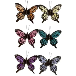 Decoración De Animales|Decoración De Primavera>DecoWoerner Mariposas Decorativas De Colores Con Clip 6 Piezas 9,50 Cm multicolor
