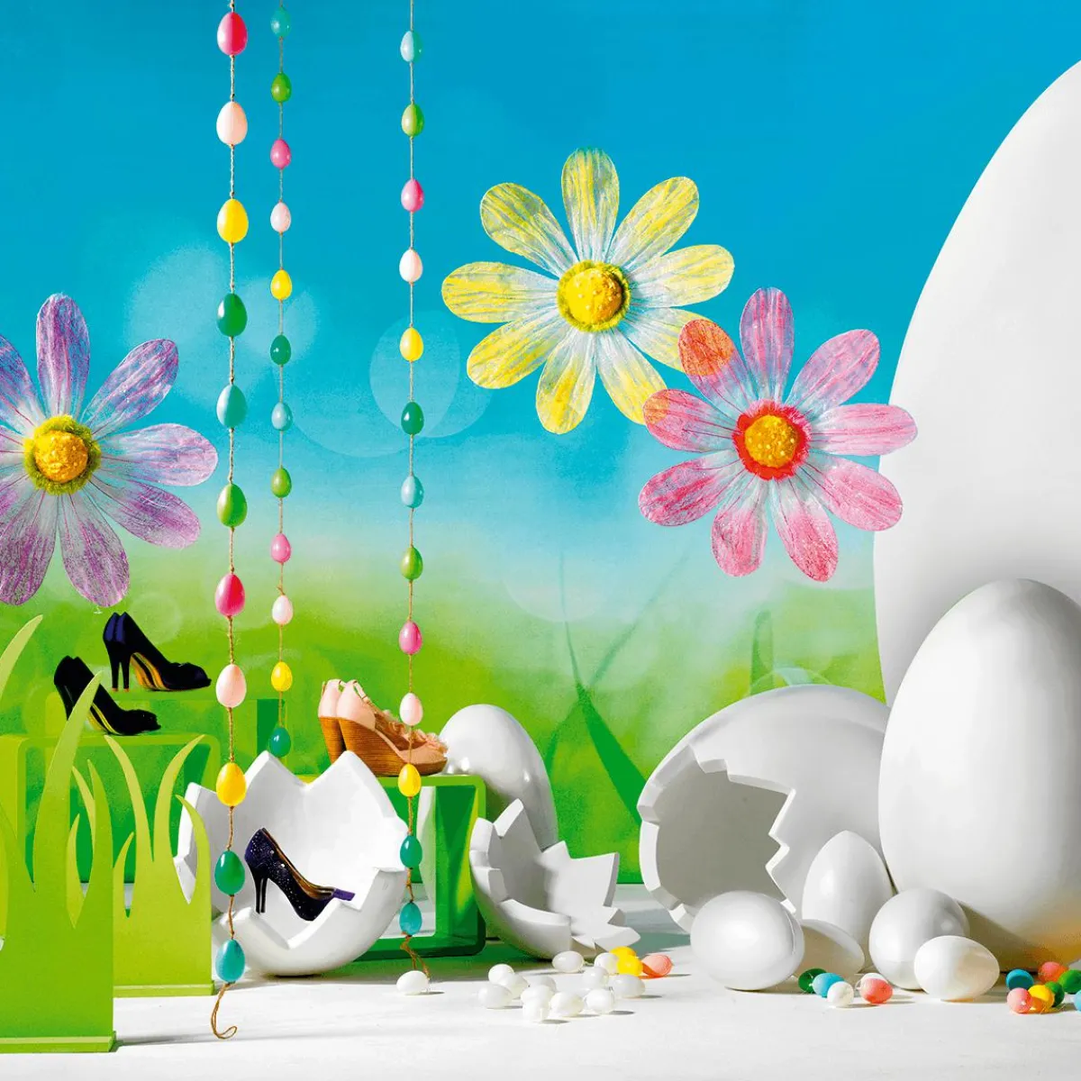 Decoración De Pascua>DecoWoerner Medio Huevo Gigante Decorativo, Ø 44 Cm blanco