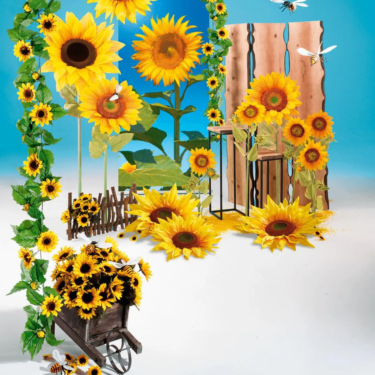 Decoración De Otoño|Flores Artificiales>DecoWoerner Mega Girasol XL 140 Cm amarillo