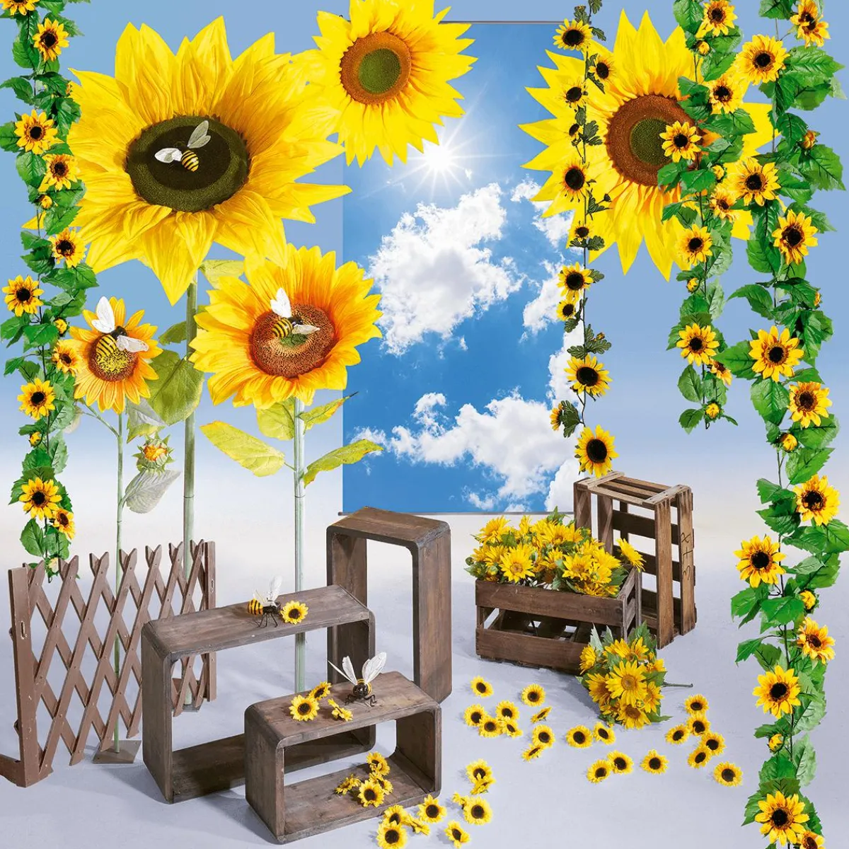 Decoración De Otoño|Flores Artificiales>DecoWoerner Mega Girasol XL 140 Cm amarillo