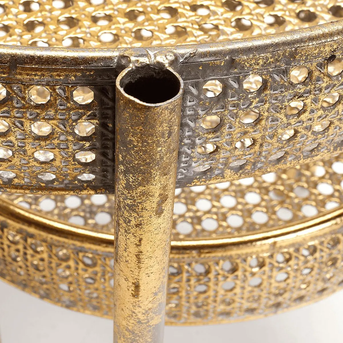 Expositores Para Tiendas|Decoración De Otoño>DecoWoerner Mesa De Metal Mimbre Vienés 68,5x41,5x38,5cm oro