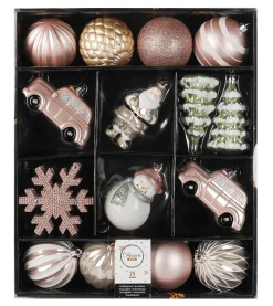 Bolas De Navidad>DecoWoerner Mezcla De Bolas De Navidad Caja 30 Piezas Ø 6 Cm rosa