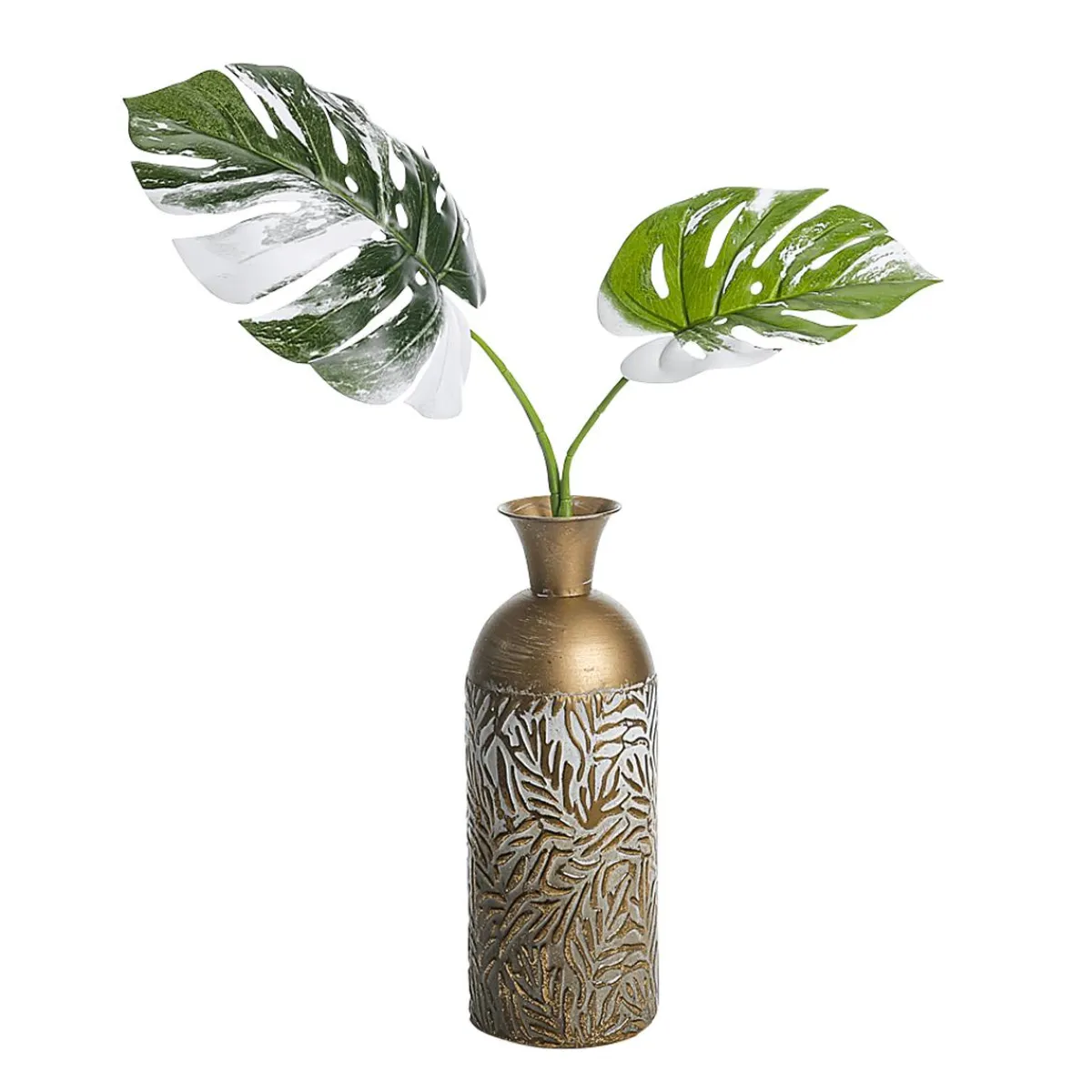 Decoración De Verano|Hojas>DecoWoerner Monstera Deliciosa Artificial Albo Variegata Hojas-Rama 85 Cm verde