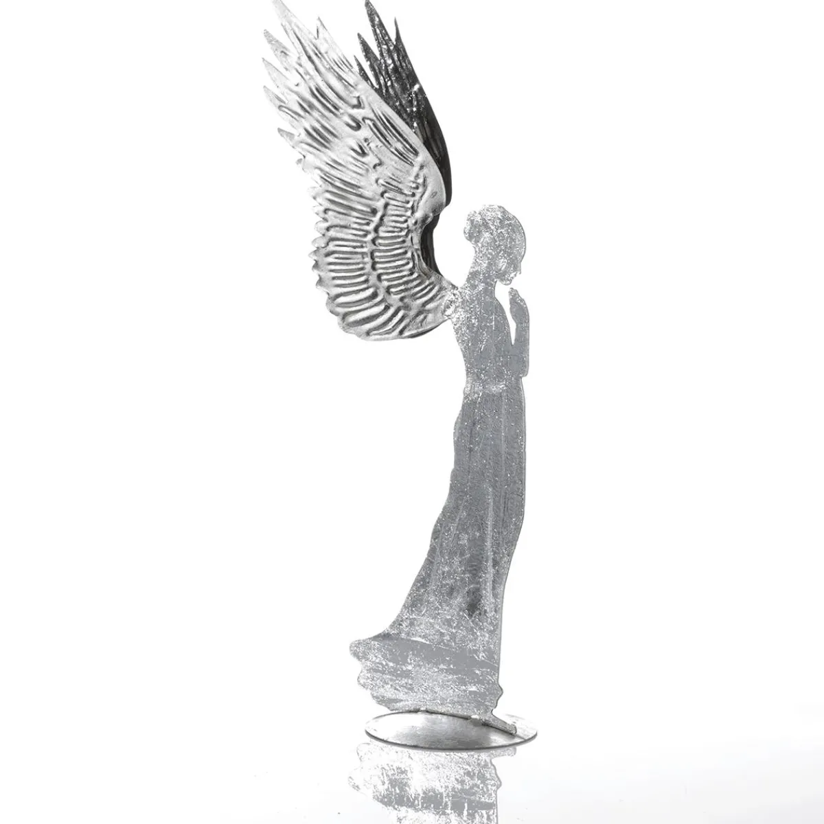 Figuras De Navidad>DecoWoerner Ángel Decorativo De Metal Con Aspecto De Hoja De , 54 Cm plata