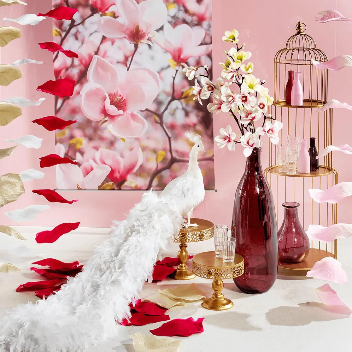 Decoración De Primavera|Ramas Y Ramitas>DecoWoerner Noble Rama De Magnolia Artificial, Rosado, 100 Cm multicolor