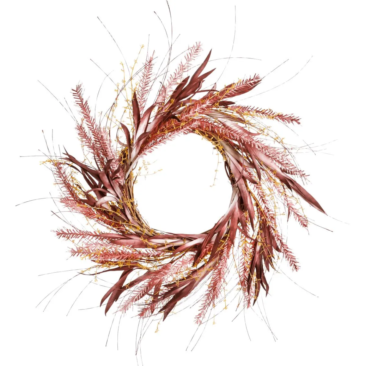 Decoración De Otoño|Ramos Y Coronas De Flores>DecoWoerner Otoño XXL Corona Decorativa De Hierba De Los Arbustos Con Eucaliptos s Ø 70 Cm rojo