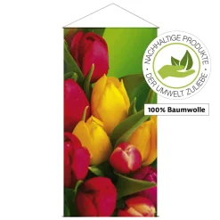 Pancartas De Primavera>DecoWoerner Pancarta De Fibra Natural Ligera "Tulip Bouquet" De Algodón 100 X 200 Cm multicolor