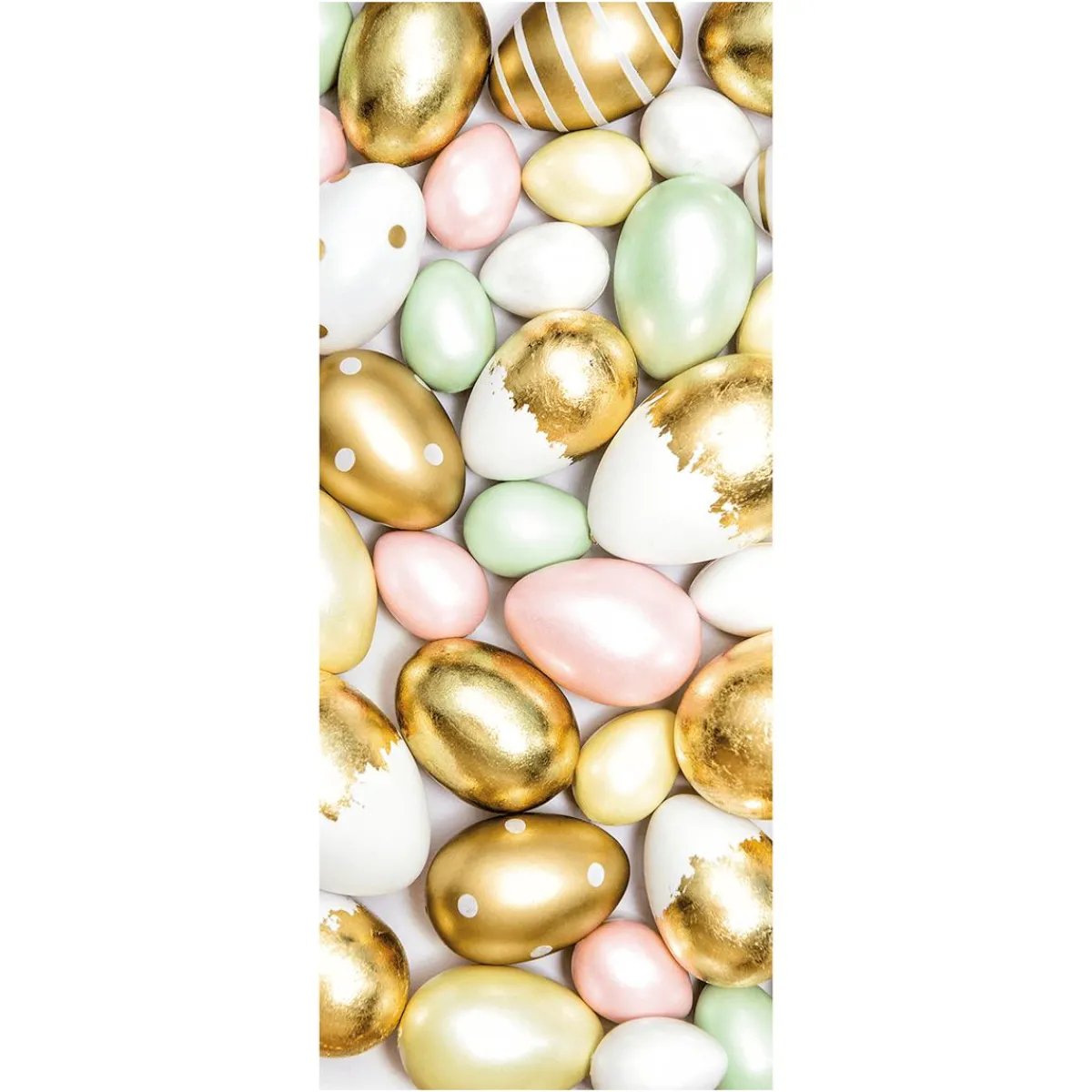 Decoración De Pascua|Pancartas De Primavera>DecoWoerner Pancarta De Tela Ignífuga "Huevos De Pascua En Pastel Y " De Tela De Bandera 75 X 180 Cm oro