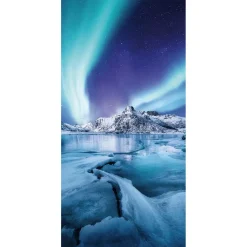 Decoración De Invierno|Pancartas De Navidad E Invierno>DecoWoerner Pancarta De Tela Ignífuga "Aurora Boreal" De Tela De Bandera 100 X 200 Cm azul