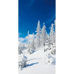 Decoración De Invierno|Pancartas De Navidad E Invierno>DecoWoerner Pancarta De Tela Ignífuga "Snowy Winter Firs" De Tela De Bandera 100 X 200 Cm blanco