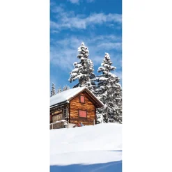 Decoración De Invierno|Pancartas De Navidad E Invierno>DecoWoerner Pancarta De Tela Ignífuga "Cabaña De Esquí" De Tela De Bandera 75 X 180 Cm marrón