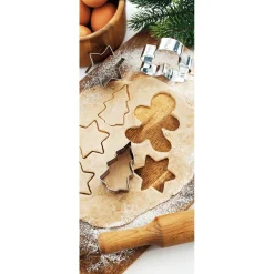 Pancartas De Navidad E Invierno|Bandera De Navidad>DecoWoerner Pancarta De Tela Ignífuga "Horneando Galletas De Navidad" Tela De Bandera 75 X 180 Cm Beige