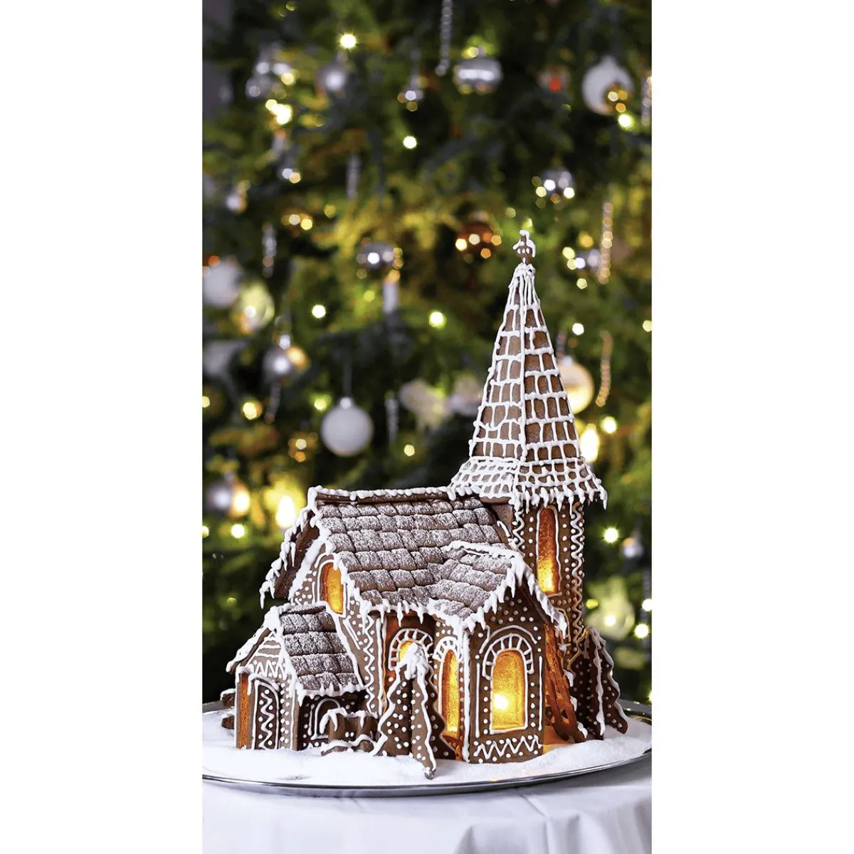 Pancartas De Navidad E Invierno|Bandera De Navidad>DecoWoerner Pancarta De Tela Ignífuga "Iglesia De Pan De Jengibre" De Tela De Bandera 100 X 200 Cm marrón