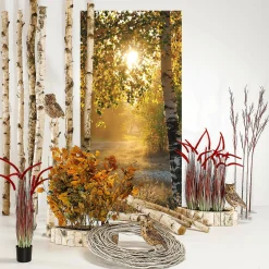 Decoración De Otoño|Pancartas De Otoño>DecoWoerner Pancarta De Tela Ignífuga "Abedules De Otoño" De Tela De Bandera 100 X 200 Cm amarillo