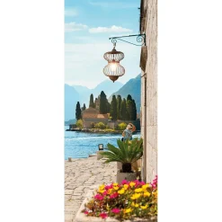 Decoración De Verano|Pancartas De Verano>DecoWoerner Pancarta De Tela Ignífuga "Vista Del Monasterio" En Tela De Bandera 75 X 180 Cm azul