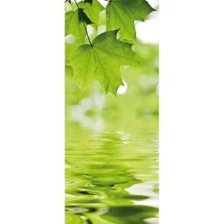 Decoración Natural|Decoración De Primavera>DecoWoerner Pancarta De Tela Ignífuga "Hojas De Arce Y Agua" De Tela De Bandera 75 X 180 Cm verde